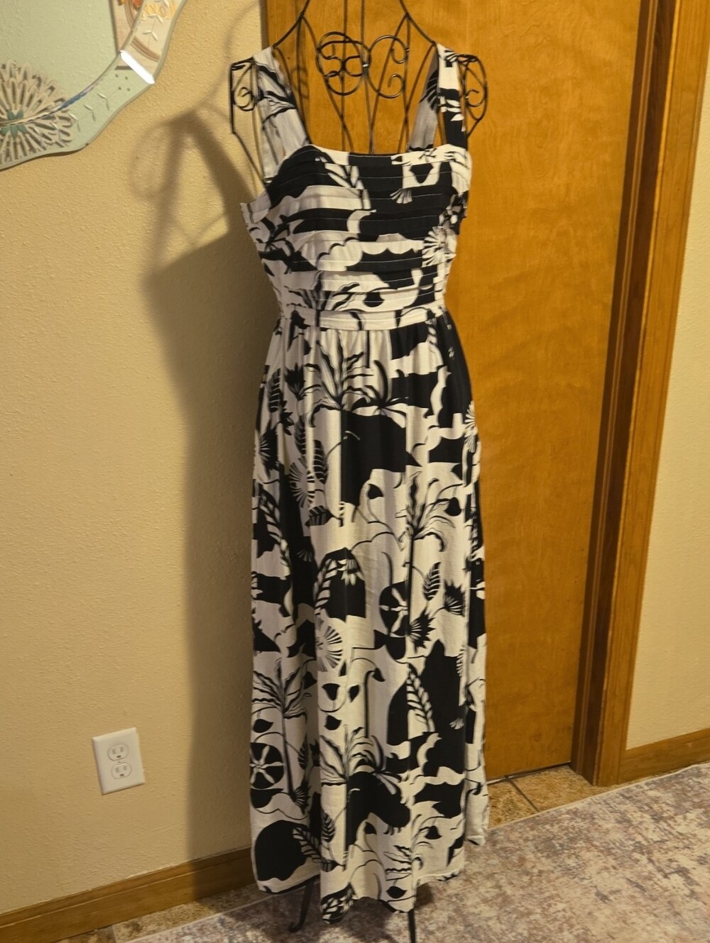 Nicole Miller Black and White Floral Maxi Dress